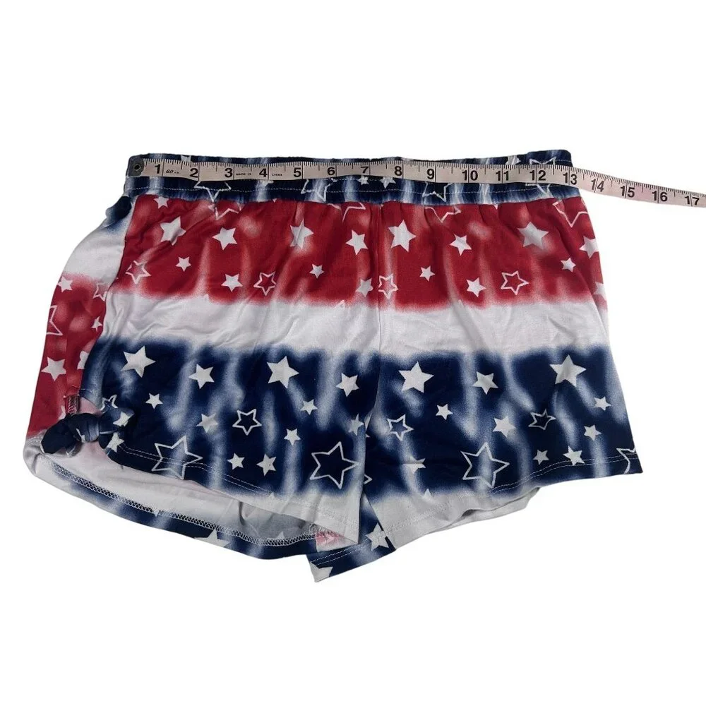 Liberty Valor Girl Patriotic Pajama Set Navy Blue Stars Tie Dye Size L 14/16 NWT